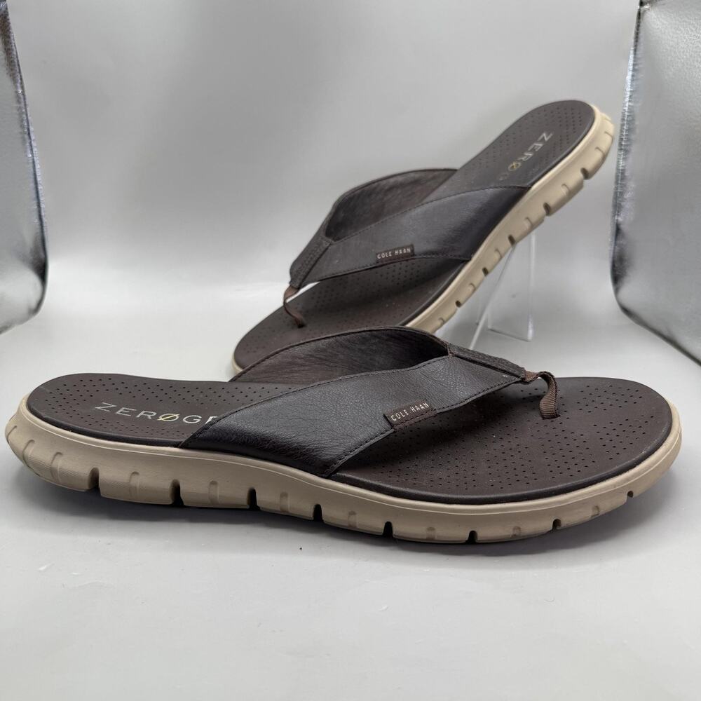 Cole Haan Zerogrand Leather Thong Sandals Flip Flop Shoes Mens Size 13 Brown